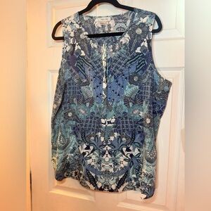 Floral Blue Sleeveless Top